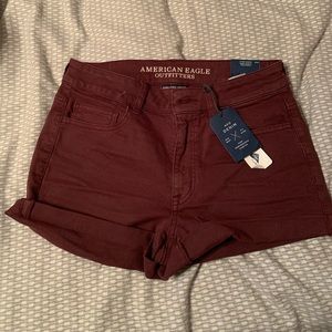Maroon denim shorts